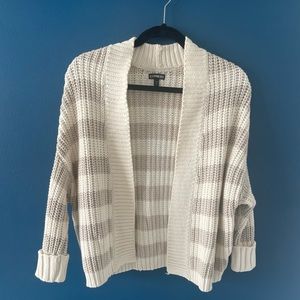 White and cream knit cardigan